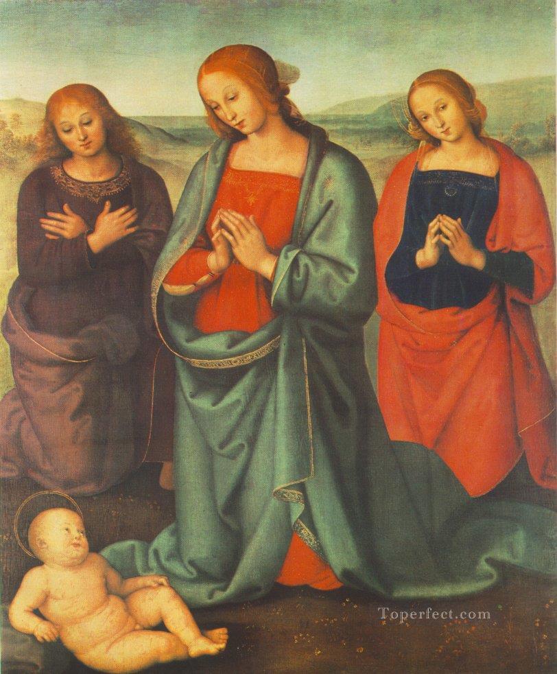 Virgen con santos adorando al niño 1503 Renacimiento Pietro Perugino Pintura al óleo